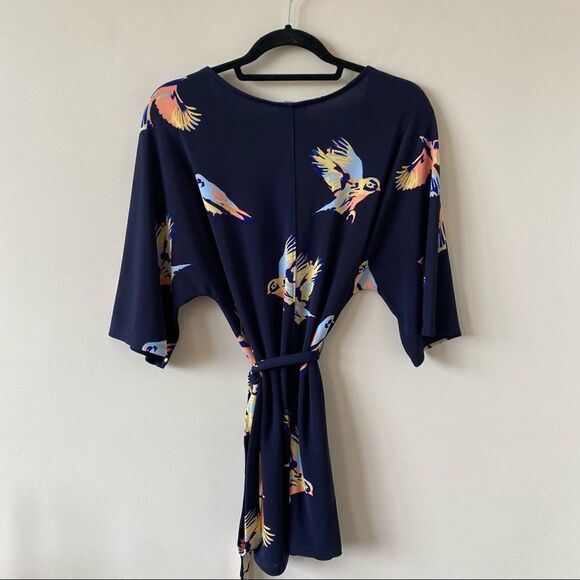 ANTHROPOLOGIE-DELETTA Bird Print Tunic Kimono - Picture 3 of 11